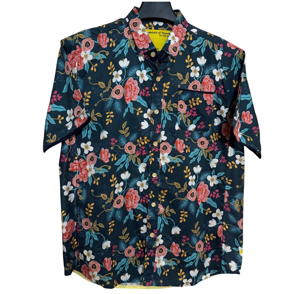Descendant Of Thieves Button Down Shirt By Dres Ladro Mens L Short Sleeve Floral